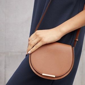 RARE CUYANA MINI FLAP SADDLE CARAMEL TAN MIELE CROSSBODY SHOULDER BAG